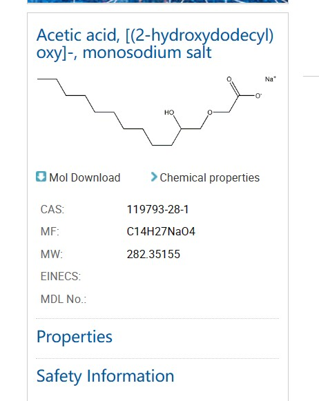 Acetic acid, [(2-hydroxydodecyl) oxy]-, monosodium salt,Acetic acid, [(2-hydroxydodecyl) oxy]-, monosodium salt