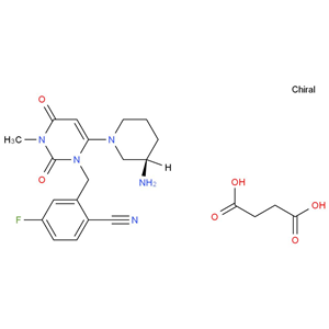 琥珀酸曲格列汀,2-[[6-[(3R)-3-aminopiperidin-1-yl]-3-methyl-2,4-dioxopyrimidin-1-yl]methyl]-4-fluorobenzonitrile,butanedioic acid