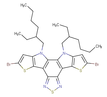 2,8-二溴-10,11-双（2-乙基己基）-10,11-二氢-[1,2,5]噻二唑[3,4-e]噻吩并[2'，3':4,5]吡咯并[3,2-g]噻吩并[3,2-b]吲哚,2,8-Dibromo-10,11-bis(2-ethylhexyl)-10,11-dihydro-[1,2,5]thiadiazolo[3,4-e]thieno[2',3':4,5]pyrrolo[3,2-g]thieno[3,2-b]indole