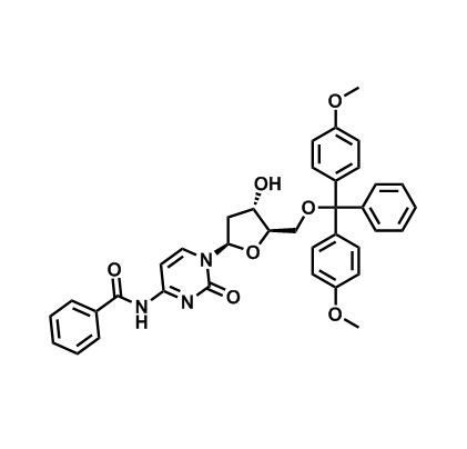 5'-O-(4,4'-二甲氧基三苯基)-N(4)-苯甲酰基-2'-脱氧胞苷,N-(1-((2R,4S,5R)-5-((Bis(4-methoxyphenyl)(phenyl)methoxy)methyl)-4-hydroxytetrahydrofuran-2-yl)-2-oxo-1,2-dihydropyrimidin-4-yl)benzamide