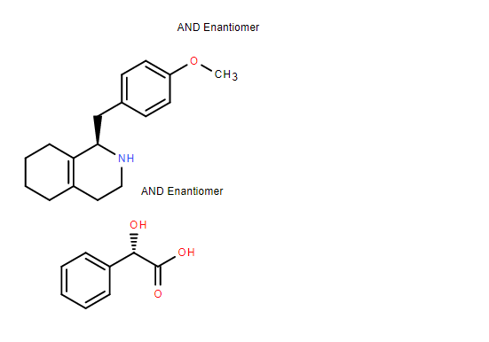 (S)-乙醇酸与(R)-1，2，3，4，5，6，7，8-八氢-1-[(4-甲氧基苯基)甲基]异喹啉的化合物(1:1),(S)-glycolic acid, compound with (R)-1,2,3,4,5,6,7,8-octahydro-1-[(4-methoxyphenyl)methyl]isoquinoline (1:1)