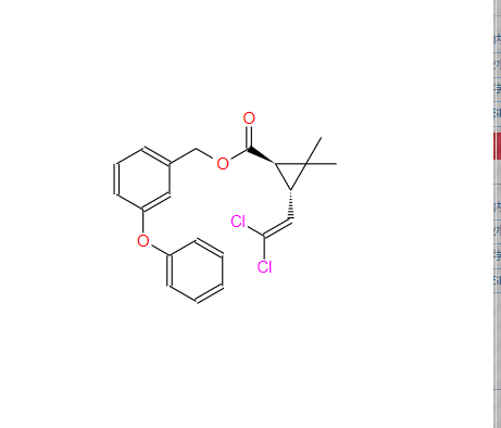 反式苄氯菊酯,(3-phenoxyphenyl)methyl (1R,3S)-3-(2,2-dichloroethenyl)-2,2-dimethylcyclopropane-1-carboxylate