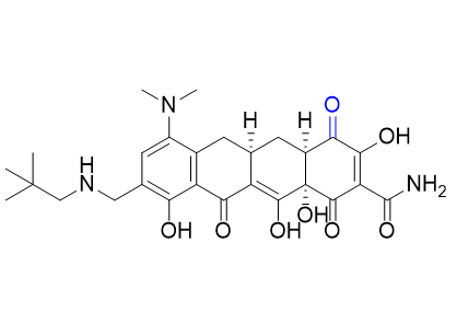 奥马环素杂质02,(4aR,5aR,12aS)-7-(dimethylamino)-3,10,12,12a-tetrahydroxy-9-((neopentylamino)methyl)-1,4,11-trioxo-1,4,4a,5,5a,6,11,12a-octahydrotetracene-2-carboxamide