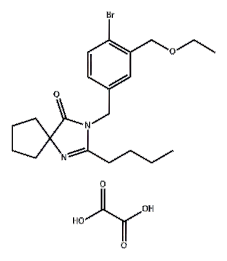 3-(4-bromo-3-(ethoxymethyl)benzyl)-2-butyl-1,3-diazaspiro[4.4]non-1-en-4-one,ethanedioate (1:2),3-(4-bromo-3-(ethoxymethyl)benzyl)-2-butyl-1,3-diazaspiro[4.4]non-1-en-4-one,ethanedioate (1:2)