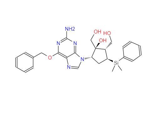 [(1S,2S,3S,5S)-5-[2-氨基-6-(苄氧基)-9H-嘌呤-6-基]-3-(二甲基苯基硅烷基)-1-羟基环戊烷]-1,2-二甲醇,[(1S,2S,3S,5S)-5-[2-Amino-6-(benzyloxy)-9H-purin-9-yl]-3-[dimethyl(phenyl)silyl]-1-hydroxycyclopentane-1,2-diyl]dimethanol