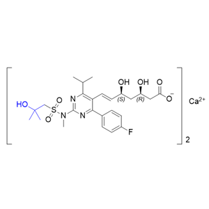 瑞舒伐他汀钙杂质A,((3R,5S,E)-7-(4-(4-fluorophenyl)-2-(2-hydroxy-N,2- dimethylpropylsulfonamido)-6-isopropylpyrimidin-5-yl)-3,5- dihydroxyhept-6-enoate) calcium(II)