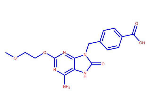 4-((6-氨基-2-(2-甲氧基乙氧基)-8-氧代-7H-嘌呤-9(8H)-基)甲基)苯甲酸,4-((6-Amino-2-(2-methoxyethoxy)-8-oxo-7,8-dihydro-9H-purin-9-yl)methyl)benzoicacid