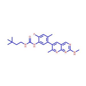 1-(3,3-二甲基丁基)-3-(2-氟-4-甲基-5-(7-甲基-2-(甲胺基)吡啶并[2,3-d]嘧啶-6-基)苯基)脲,1-(3,3-Dimethylbutyl)-3-(2-fluoro-4-methyl-5-(7-methyl-2-(methylamino)pyrido[2,3-d]pyrimidin-6-yl)phenyl)urea