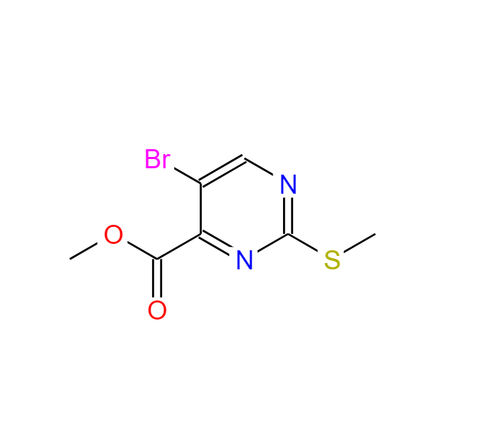 2-甲基巯基-5-溴嘧啶-4-甲酸甲酯,METHYL 5-BROMO-2-(METHYLSULFANYL)-4-PYRIMIDINECARBOXYLATE, 97