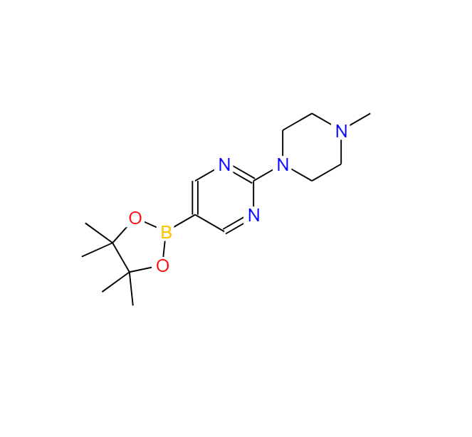 2-(4-甲基哌嗪)吡啶-5-硼酸四甲基丙醇酯,2-(4-METHYLPIPERAZIN-1-YL)PYRIMIDINE-5-BORONIC ACID PINACOL ESTER