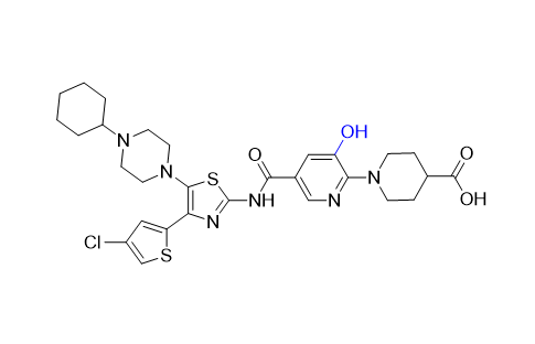 阿伐曲泊帕杂质04,1-(5-((4-(4-chlorothiophen-2-yl)-5-(4-cyclohexylpiperazin-1-yl)thiazol-2-yl)carbamoyl)-3-hydroxypyridin-2-yl)piperidine-4-carboxylic acid