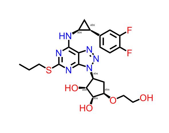 （1R，2R，3S，5R）-3-（7-（（（（1S，2R）-2-（3,4-二氟苯基）环丙基）氨基）-5-（丙硫基）-3H- [1,2， 3]三唑并[4,5-d]嘧啶-3-基）-5-（2-羟基乙氧基）环,(1R,2R,3S,5R)-3-(7-(((1S,2R)-2-(3,4-difluorophenyl)cyclopropyl)amino)-5-(propylthio)-3H-[1,2,3]triazolo[4,5-d]pyrimidin-3-yl)-5-(2-hydroxyethoxy) cyclopentane-1,2-diol