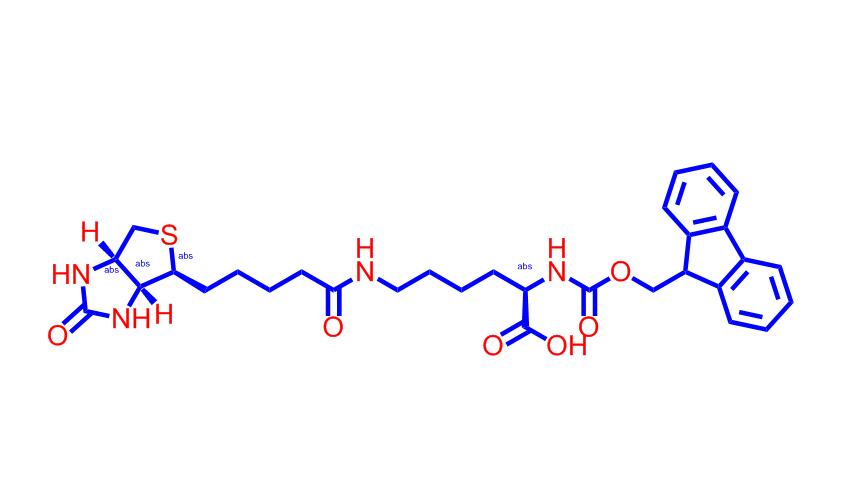 N2-(((9H-芴-9-基)甲氧基)羰基)-N6-(5-((3aS,4S,6aR)-2-氧代六氢-1H-噻吩并[3,4-d]咪唑-4-戊酰基)-D-赖氨酸,N2-(((9H-Fluoren-9-yl)methoxy)carbonyl)-N6-(5-((3aS,4S,6aR)-2-oxohexahydro-1H-thieno[3,4-d]imidazol-4-yl)pentanoyl)-D-lysine