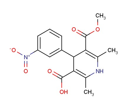 2,6-二甲基-5-甲氧基羰基-4-(3-硝基苯)-1,4-二氢吡啶-3-甲酸,1,4-dihydro-5-methoxycarbonyl-2,6-dimethyl-4- (3-nitrophenyl)pyridine-3-carboxylic acid
