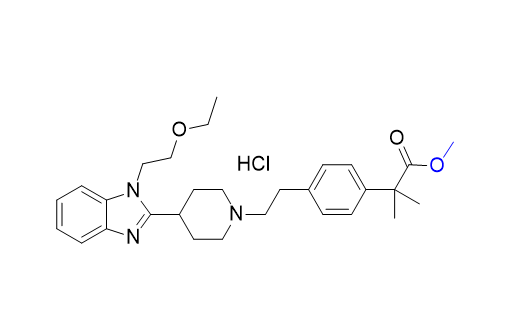 比拉斯汀杂质08,methyl 2-(4-(2-(4-(1-(2-ethoxyethyl)-1H-benzo[d]imidazol-2-yl)piperidin-1-yl)ethyl)phenyl)-2-methylpropanoate hydrochloride