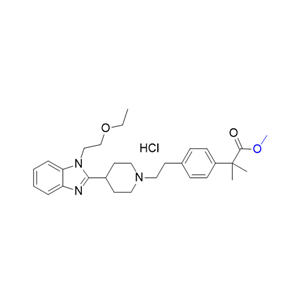 比拉斯汀杂质08,methyl 2-(4-(2-(4-(1-(2-ethoxyethyl)-1H-benzo[d]imidazol-2-yl)piperidin-1-yl)ethyl)phenyl)-2-methylpropanoate hydrochloride