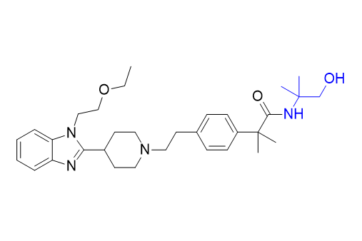 比拉斯汀杂质07,2-(4-(2-(4-(1-(2-ethoxyethyl)-1H-benzo[d]imidazol-2-yl)piperidin-1-yl)ethyl)phenyl)-N-(1-hydroxy-2-methylpropan-2-yl)-2-methylpropanamide