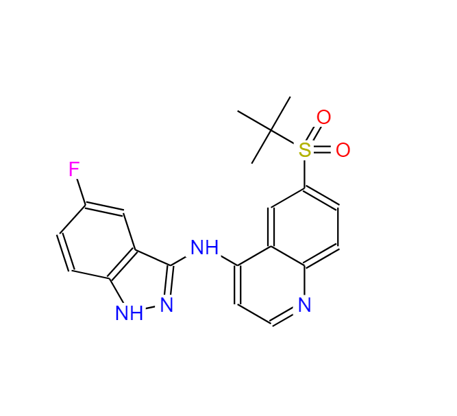 6-(叔丁基磺酰基)-N-(5-氟-1H-吲唑-3-基)喹啉-4-胺,GSK583