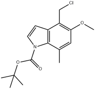 4-(氯甲基)-5-甲氧基-7-甲基-1H-吲哚-1-甲酸叔丁酯,1H-Indole-1-carboxylic acid, 4-(chloromethyl)-5-methoxy-7-methyl-, 1,1-dimethylethyl ester