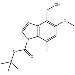 4-(羟甲基)-5-甲氧基-7-甲基-1H-吲哚-1-甲酸叔丁酯,1H-Indole-1-carboxylic acid, 4-(hydroxymethyl)-5-methoxy-7-methyl-, 1,1-dimethylethyl ester