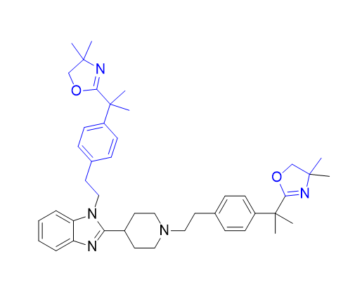 比拉斯汀杂质03,2-(2-(4-(2-(4-(1-(4-(2-(4,4-dimethyl-4,5-dihydrooxazol-2-yl)propan-2-yl)phenethyl)-1H-benzo[d]imidazol-2-yl)piperidin-1-yl)ethyl)phenyl)propan-2-yl)-4,4-dimethyl-4,5-dihydrooxazole