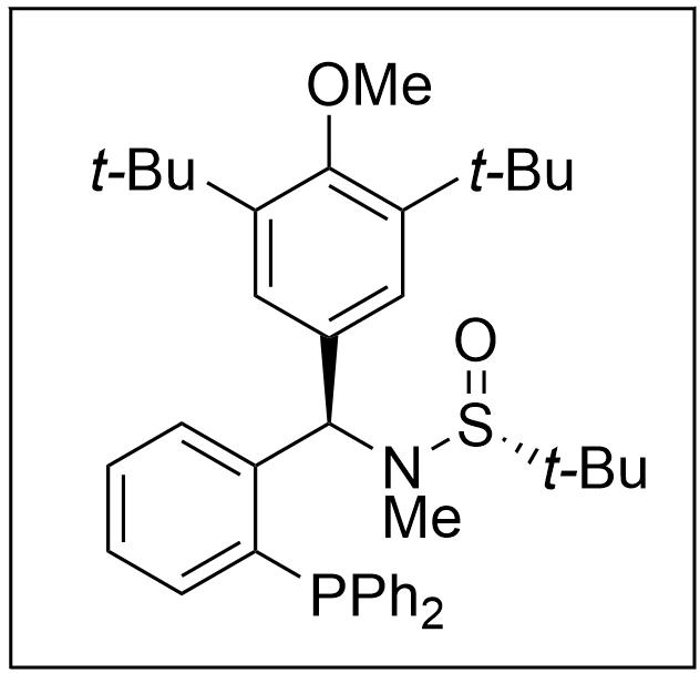 S(R)]-N-[(R)-[3,5-二叔丁基-4-甲氧基苯基][2-(二苯基膦)苯基]甲基]-N-甲基-2-叔丁基亚磺酰胺,S(R)]-N-[(R)-[3,5-Bis(1,1-dimethylethyl)-4-methoxyphenyl][2-(diphenylphosphino)phenyl]methyl]-N,2-dimethyl-2-propanesulfinamide