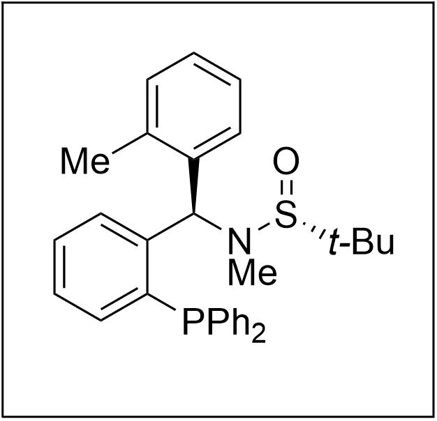 S(R)]-N-[(R)-(2-甲基苯基)[2-(二苯基膦)苯基]甲基]-N-甲基-2-叔丁基亚磺酰胺,S(R)]-N-[(R)-(2-Methylphenyl)[2-(diphenylphosphino)phenyl]methyl]-N,2-dimethyl-2-propanesulfinamide