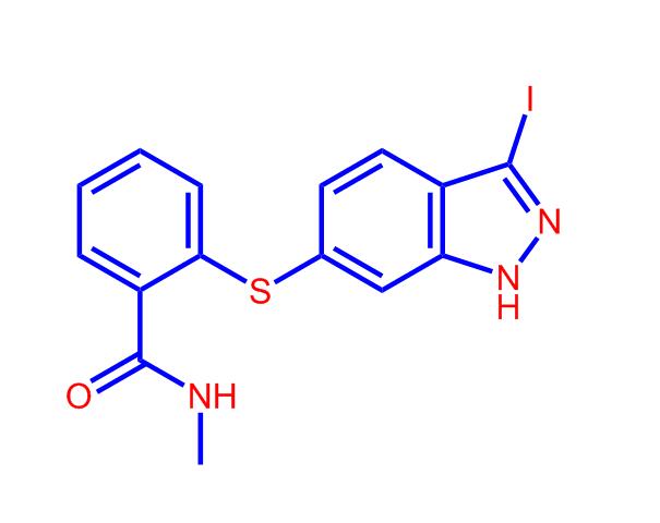 2-(3-碘-1H-吲唑-6-基硫代)-N-甲基苯甲酰胺,2-[(3-iodo-2H-indazol-6-yl)sulfanyl]-N-methylbenzamide