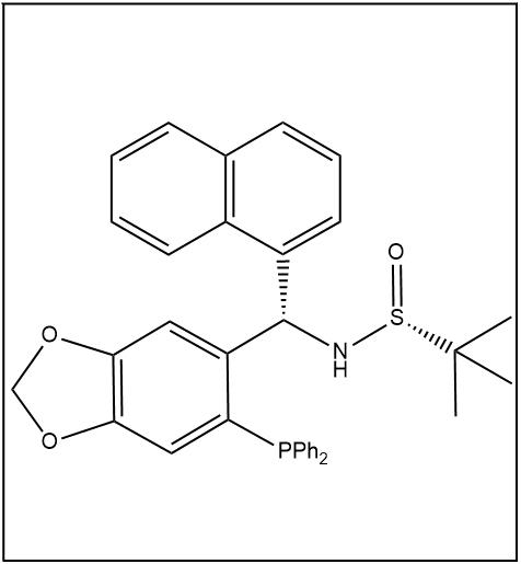 S(R)]-N-[(S)-[6-(二苯基膦)苯并[d][1,3]-二氧戊环-5基]-1-萘基甲基]-2-叔丁基亚磺酰胺,S(R)]-N-[(S)-[6-(Diphenylphosphino)benzo[d][1,3]dioxol-5-yl]-1-naphthalenylmethyl]-2-methyl-2-propanesulfinamide