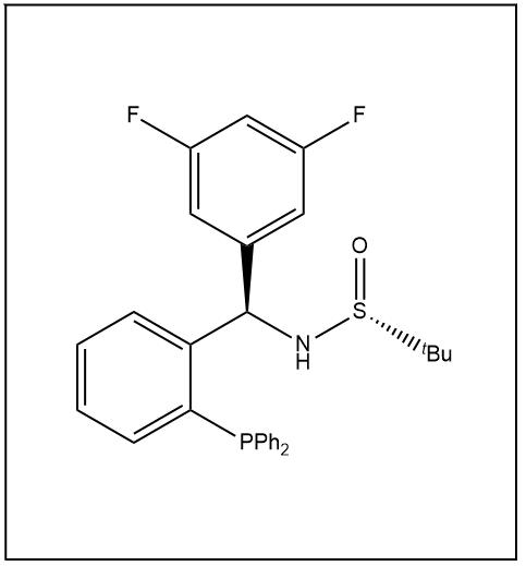 S(R)]-N-[(R)-(3,5-二氟苯基)[2-(二苯基膦)苯基]甲基]-2-叔丁基亞磺酰胺,S(R)]-N-[(R)-(3,5-difluorophenyl)(2-(diphenylphosphanyl) phenyl)methyl]-2-methyl-2-propanesulfinamide