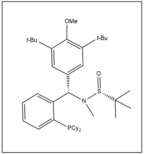 S(R)]-N-[(S)-[3,5-二叔丁基-4-甲氧基苯基][2-(二环己基膦)苯基]甲基]-N-甲基-2-叔丁基亚磺酰胺,S(R)]-N-[(S)-[3,5-Bis(1,1-dimethylethyl)-4-methoxyphenyl][2-(dicyclohexylphosphino)phenyl]methyl]-N,2-dimethyl-2-propanesulfinamide