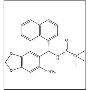 S(R)]-N-[(S)-[6-(二苯基膦)苯并[d][1,3]-二氧戊环-5基]-1-萘基甲基]-2-叔丁基亚磺酰胺,S(R)]-N-[(S)-[6-(Diphenylphosphino)benzo[d][1,3]dioxol-5-yl]-1-naphthalenylmethyl]-2-methyl-2-propanesulfinamide