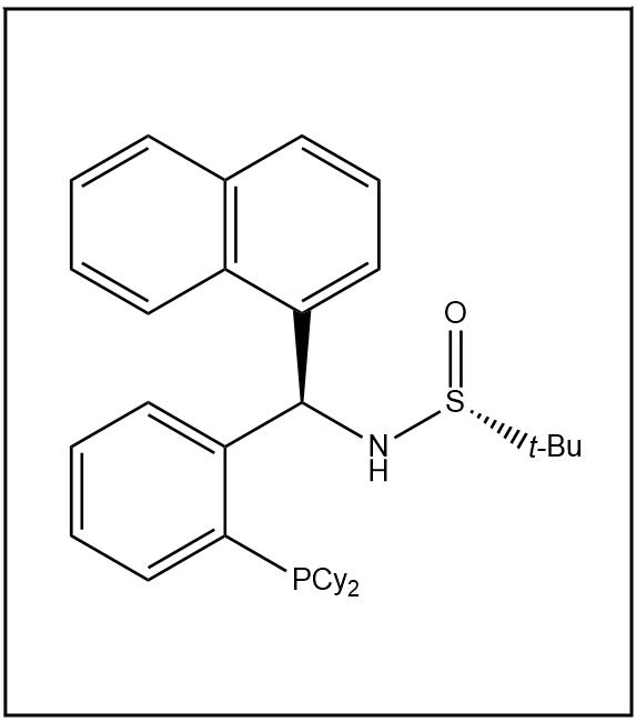 S(R)]-N-[(R)-2-(二环己基膦)苯基]-1-萘基甲基]-2-叔丁基亚磺酰胺,S(R)]-N-[(R)-[2-(Dicyclohexylphosphino)phenyl]-1-naphthalenylmethyl]-2-methyl-2-propanesulfinamide