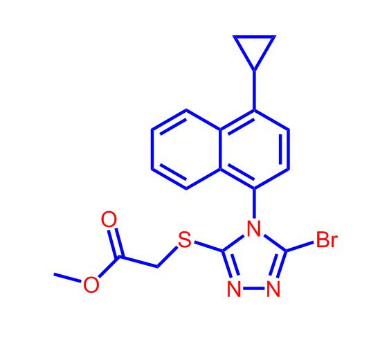 2-[[5-溴-4-(4-環(huán)丙基萘-1-基)-4H-1,2,4-三唑-3-基]硫基]乙酸甲酯,Methyl 2-(5-broMo-4-(4-cyclopropylnaphthalen-1-yl)-4H-1,2,4-triazol-3-ylthio)acetate