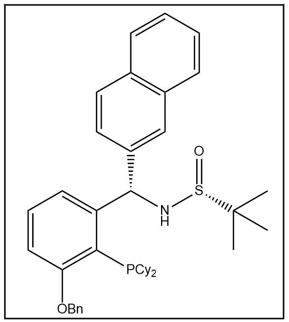 S(R)]-N-[(S)-[3-苄氧基-2-(二环己基膦)苯基]-(2-萘基)甲基]-2-叔丁基亚磺酰胺,S(R)]-N-[(S)-[3-(Benzyloxy)-2-(dicyclohexylphosphino)phenyl]-(2-naphthalenyl)methyl]-2-methyl-2-propanesulfinamide