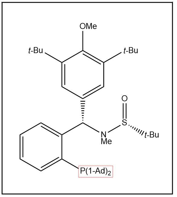 S(R)]-N-[(S)-[3,5-二叔丁基-4-甲氧基苯基][2-(二金刚烷基膦)苯基]甲基]-N-甲基-2-叔丁基亚磺酰胺,S(R)]-N-[(S)-[3,5-Bis(1,1-dimethylethyl)-4 methoxyphenyl][2-(diadamantanphosphanyl)phenyl]methyl]-N,2-dimethyl-2-propanesulfinamide