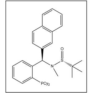 S(R)]-N-[(R)-[2-(二环己基膦)苯基]-2-萘基甲基]-N-甲基-2-叔丁基亚磺酰胺,S(R)]-N-[(R)-[2-(Dicyclohexylphosphino)phenyl]-2-naphthalenylmethyl]-N,2-dimethyl-2-propanesulfinamide