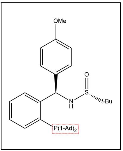 S(R)]-N-[(R)-(4-甲氧基)[2-(二金剛烷基膦)苯基]甲基]-2-叔丁基亞磺酰胺,S(R)]-N-[(R)-(4-(Methoxyphenyl)phenyl)[2-(Diadamantanphosphino)phenyl]methyl]-2-methyl-2-propanesulfinamide