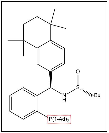 S(R)]-N-[(R)-[2-(二金刚烷基膦)苯基](5,6,7,8-四氢-5,5,8,8-四甲基-2-萘基)甲基]-2-叔丁基亚磺酰胺,S(R)]-N-((R)-(2-(Diadamantanphosphino)phenyl)(5,6,7,8-tetrahydro-5,5,8,8-tetramethyl-2-naphthalenyl)methyl]-2-methyl-2-propanesulfinamide
