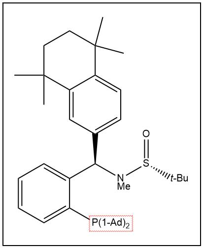 S(R)]-N-[(R)-[2-(二金刚烷基膦)苯基](5,6,7,8-四氢-5,5,8,8-四甲基-2-萘基)甲基]-N-甲基-2-叔丁基亚磺酰胺,S(R)]-N-((R)-(2-(Diadamantanphosphino)phenyl)(5,6,7,8-tetrahydro-5,5,8,8-tetramethyl-2-naphthalenyl)methyl]-N,2-dimethyl-2-propanesulfinamide