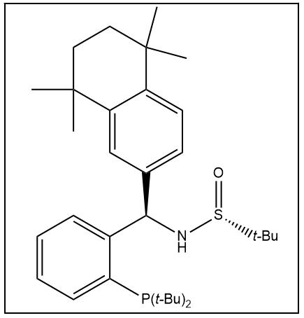 S(R)]-N-[(R)-[2-(二叔丁基膦)苯基](5,6,7,8-四氢-5,5,8,8-四甲基-2-萘基)甲基]-2-叔丁基亚磺酰胺,S(R)]-N-((R)-(2-(Di-tert-butylphosphino)phenyl)(5,6,7,8-tetrahydro-5,5,8,8-tetramethyl-2-naphthalenyl)methyl]-2-methyl-2-propanesulfinamide