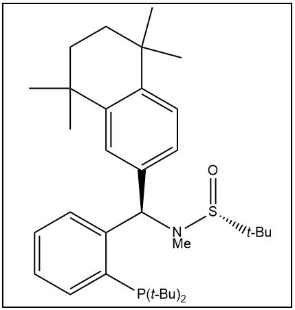 S(R)]-N-[(R)-[2-(二叔丁基膦)苯基](5,6,7,8-四氢-5,5,8,8-四甲基-2-萘基)甲基]-N-甲基-2-叔丁基亚磺酰胺,S(R)]-N-((R)-(2-(Di-tert-butylphosphino)phenyl)(5,6,7,8-tetrahydro-5,5,8,8-tetramethyl-2-naphthalenyl)methyl]-N,2-dimethyl-2-propanesulfinamide