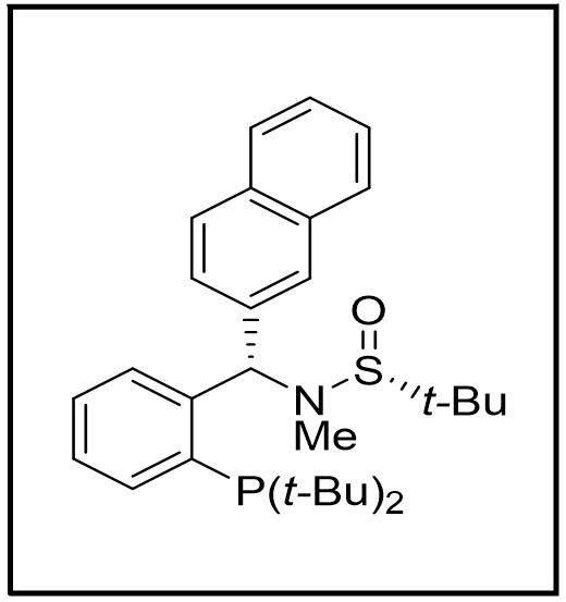 S(R)]-N-[(S)-[2-(二叔丁基膦)苯基]-2-萘基甲基]-N-甲基-2-叔丁基亚磺酰胺,S(R)]-N-[(S)-2-(Di-tert-butylphosphino)phenyl]-2-naphthalenylmethyl]-N,2-dimethyl-2-propanesulfinamide