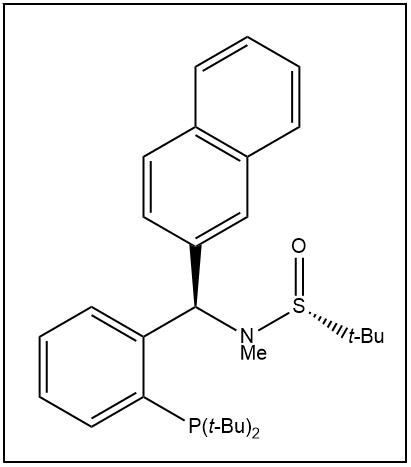 S(R)]-N-[(R)-[2-(二叔丁基膦)苯基]-2-萘基甲基]-N-甲基-2-叔丁基亚磺酰胺,S(R)]-N-[(R)-2-(Di-tert-butylphosphino)phenyl]-2-naphthalenylmethyl]-N,2-dimethyl-2-propanesulfinamide