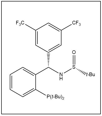 S(R)]-N-[(S)-(3,5-二(三氟甲基)苯基)[2-(二叔丁基膦)苯基]甲基]-2-叔丁基亞磺酰胺,S(R)]-N-[(S)-3,5-Bis(trifluoromethyl)phenyl)[2-(di-tert-butylphosphino)phenyl]methyl]-2-methyl-2-propanesulfinamide