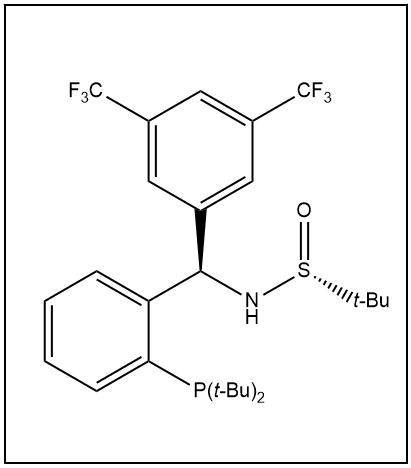 S(R)]-N-[(R)-(3,5-二(三氟甲基)苯基)[2-(二叔丁基膦)苯基]甲基]-2-叔丁基亞磺酰胺,S(R)]-N-[(R)-3,5-Bis(trifluoromethyl)phenyl)[2-(di-tert-butylphosphino)phenyl]methyl]-2-methyl-2-propanesulfinamide