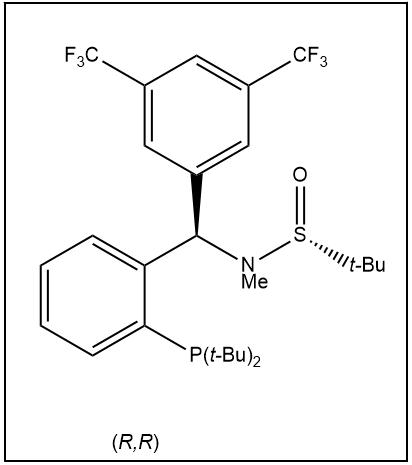 S(R)]-N-[(R)-(3,5-二(三氟甲基)苯基)[2-(二叔丁基膦)苯基]甲基]-N-甲基-2-叔丁基亞磺酰胺,S(R)]-N-[(R)-3,5-Bis(trifluoromethyl)phenyl)[2-(di-tert-butylphosphino)phenyl]methyl]-N,2-dimethyl-2-propanesulfinamide