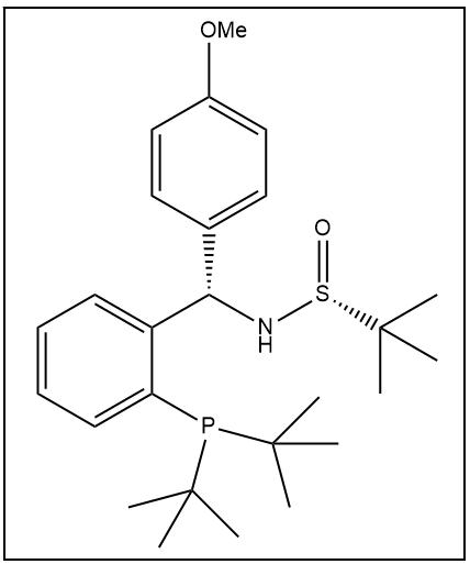 S(R)]-N-[(S)-(4-甲氧基苯基)[2-(二叔丁基膦)苯基]甲基]-2-叔丁基亞磺酰胺,S(R)]-N-[(S)-(4-Methoxyphenyl)[2-(di-tert-butylphosphino)phenyl]methyl]-2-methyl-2-propanesulfinamide