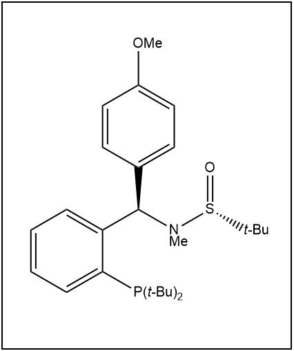 S(R)]-N-[(R)-(4-甲氧基苯基)[2-(二叔丁基膦)苯基]甲基]-N-甲基-2-叔丁基亚磺酰胺,S(R)]-N-[(R)-(4-Methoxyphenyl)[2-(di-tert-butylphosphino)phenyl]methyl]-N,2-dimethyl-2-propanesulfinamide