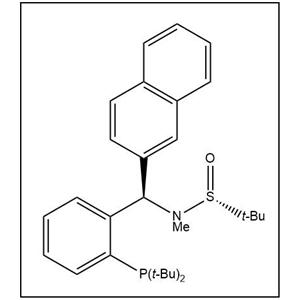 S(R)]-N-[(R)-[2-(二叔丁基膦)苯基]-2-萘基甲基]-N-甲基-2-叔丁基亚磺酰胺,S(R)]-N-[(R)-2-(Di-tert-butylphosphino)phenyl]-2-naphthalenylmethyl]-N,2-dimethyl-2-propanesulfinamide